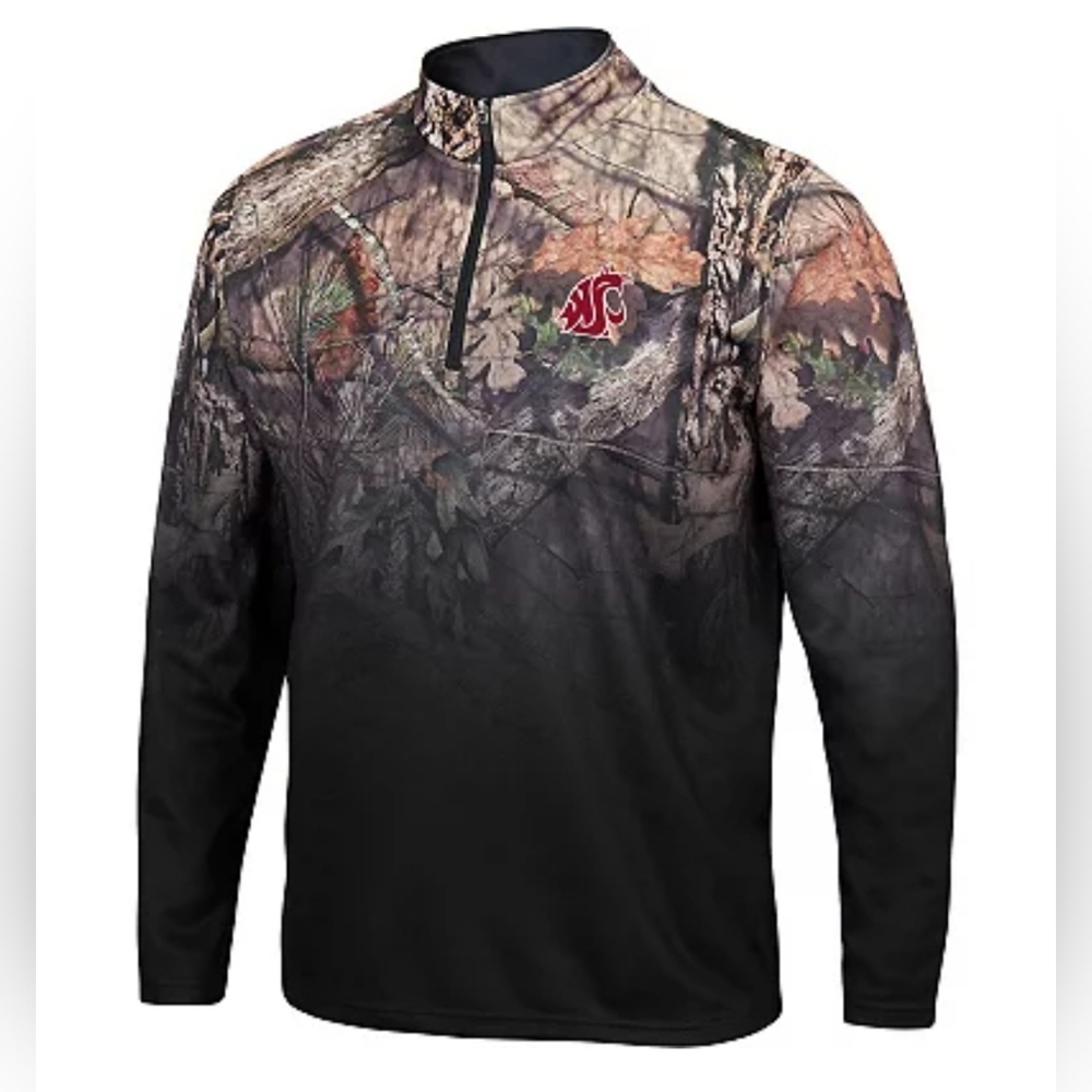 Washington State Cougars Colosseum 1/4 Zip Pullover Mossy Oak Camo Men's Large